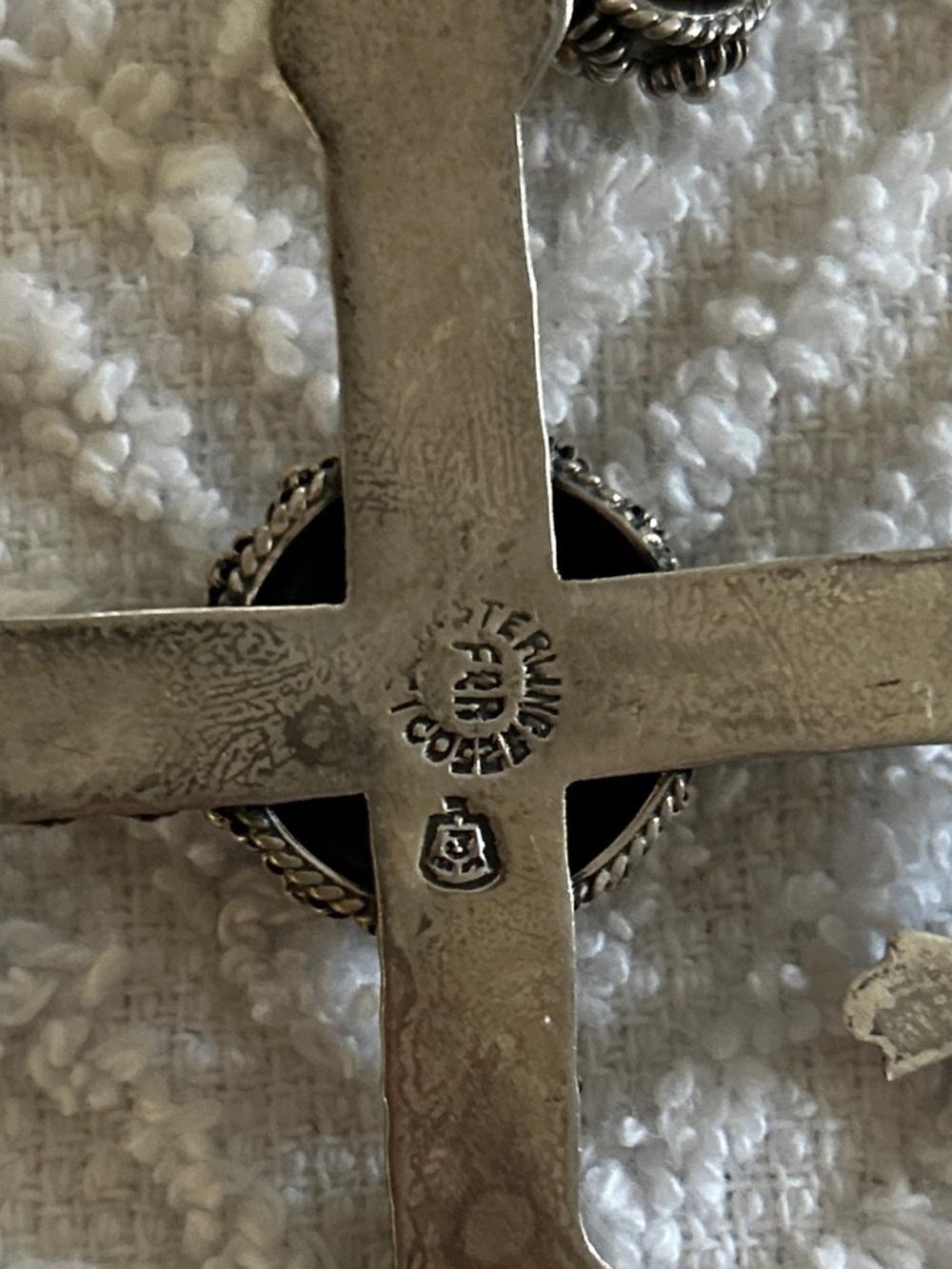 Antique Taxco Mexico 925 Sterling Silver Wedding Yalalag Cross Pendant Necklace - Picture 5 of 5